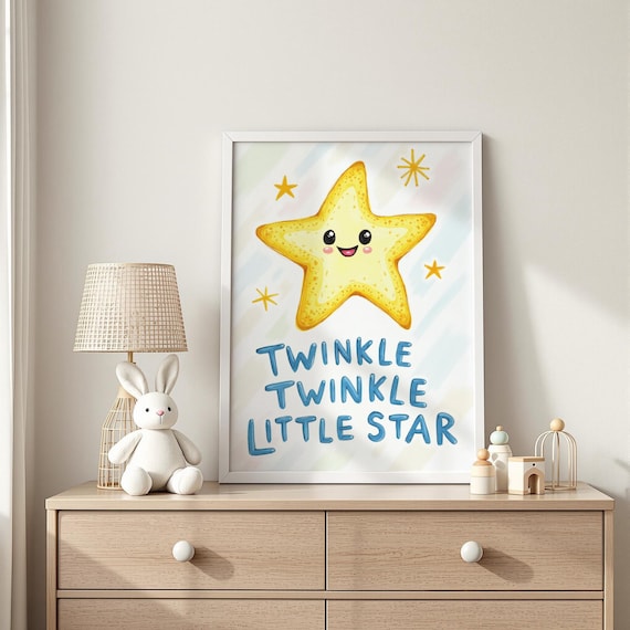 Twinkle Twinkle Little Star Cute Nursery Quote Art Print Gift
