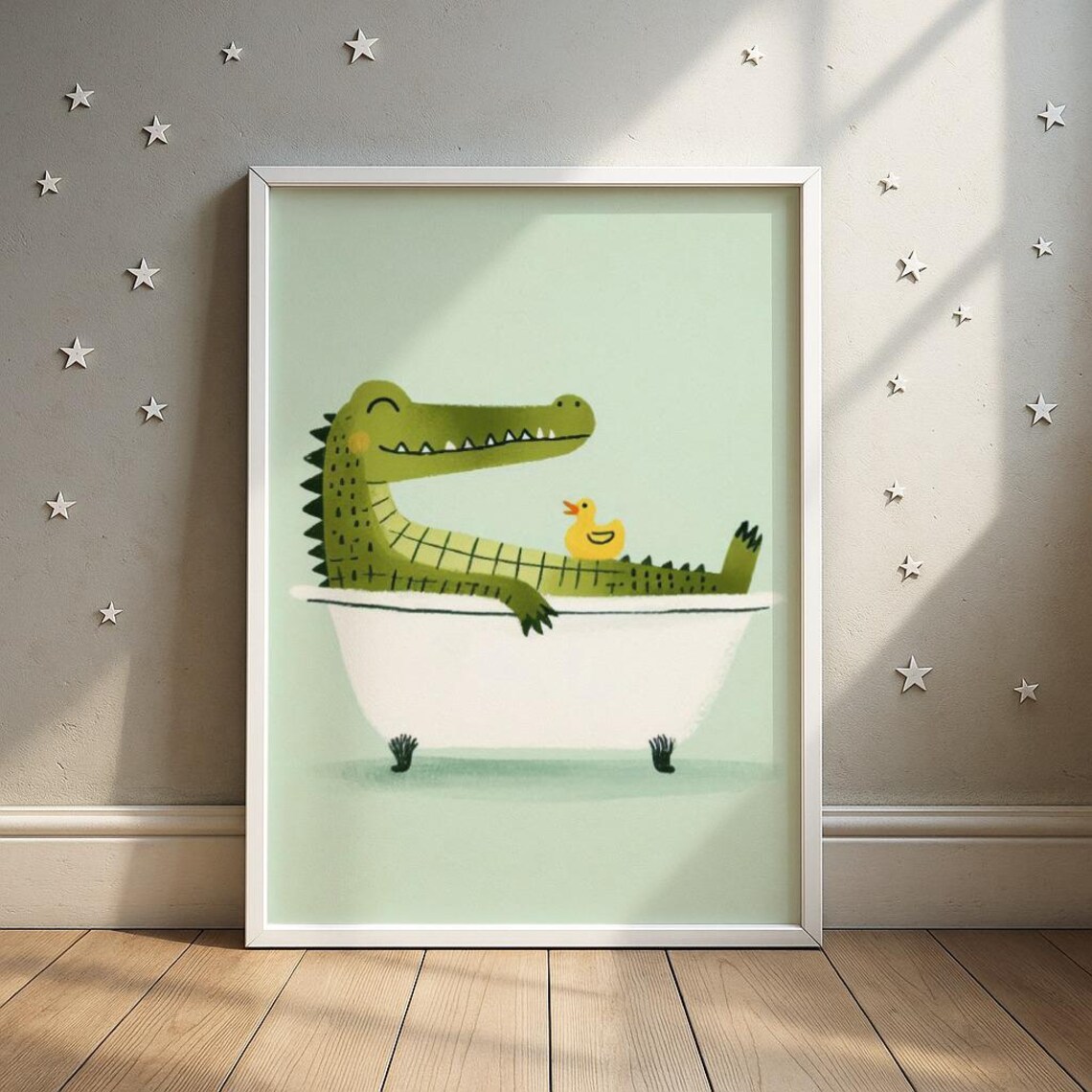 Alligator Bathtub Rubber Duck Animal Nursery Art Print