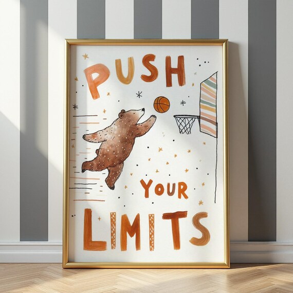 Push Your Limits Bear Basketball Dunking Motivational Poster