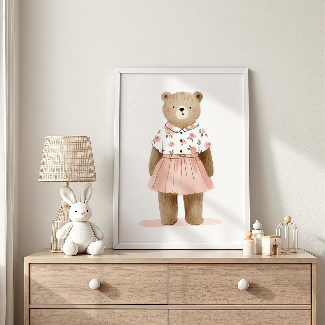 Sweet Bear Print Cute Nursery Art Kids Room Decor Wall