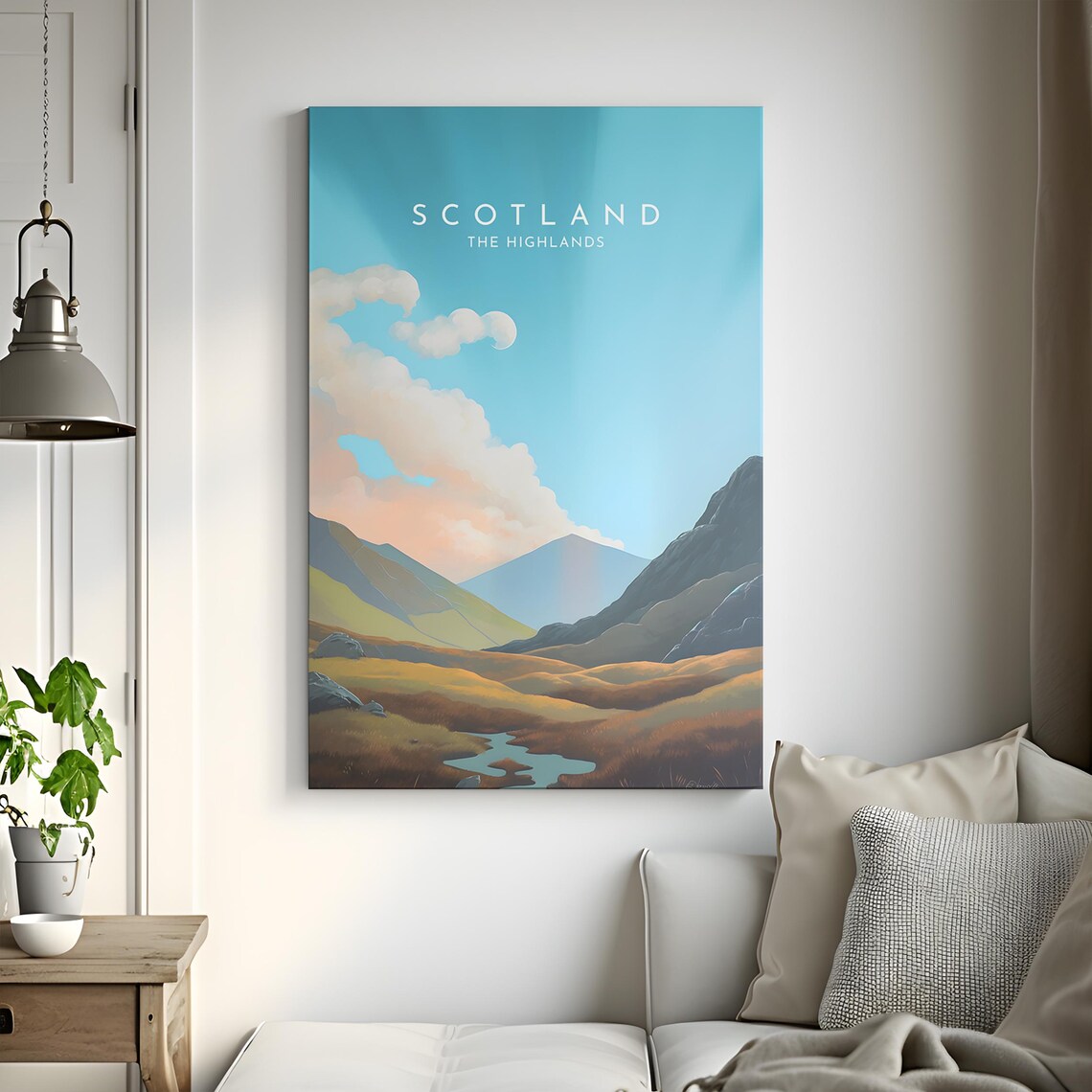 Scotland Highlands Mountain Glen Golden Moor Winding Stream Poster - Image 3