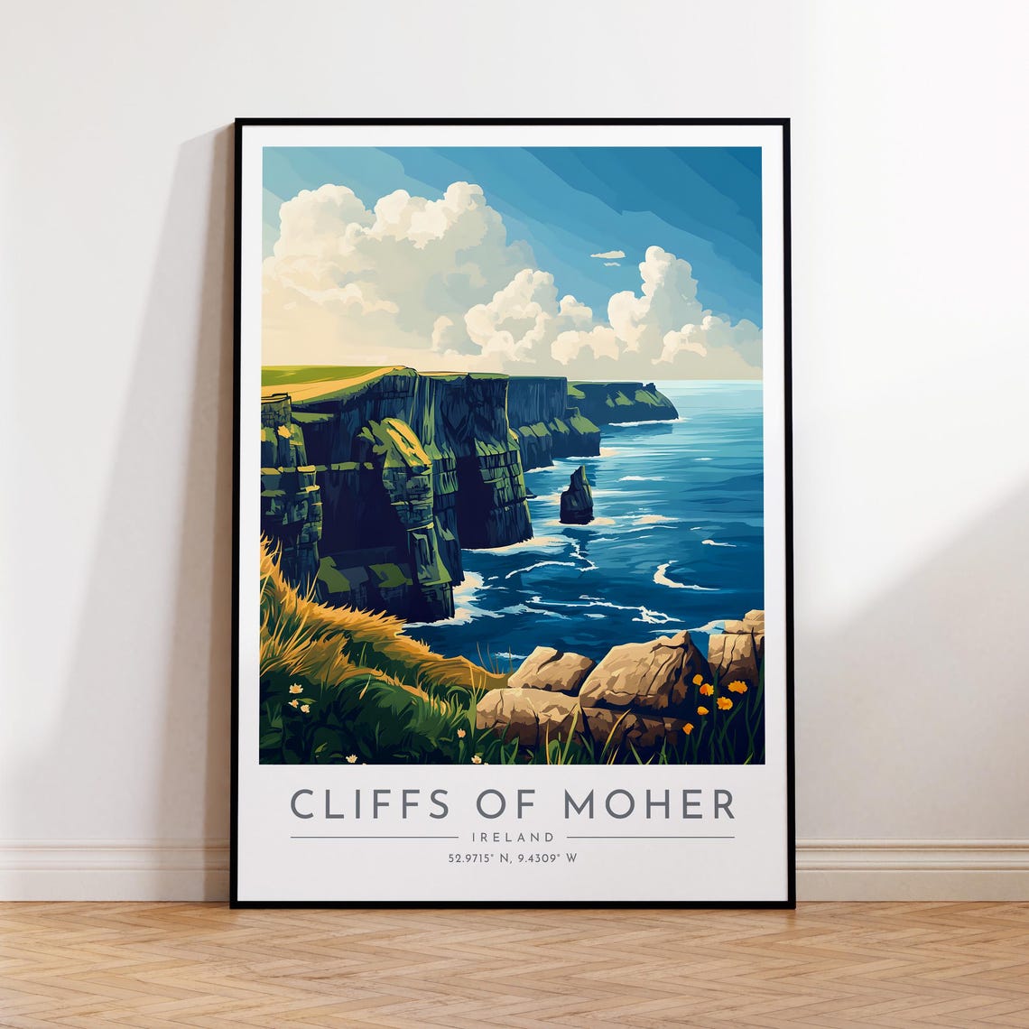 Cliffs of Moher Ireland Sea Stacks Daytime Ocean Cliffs View Poster