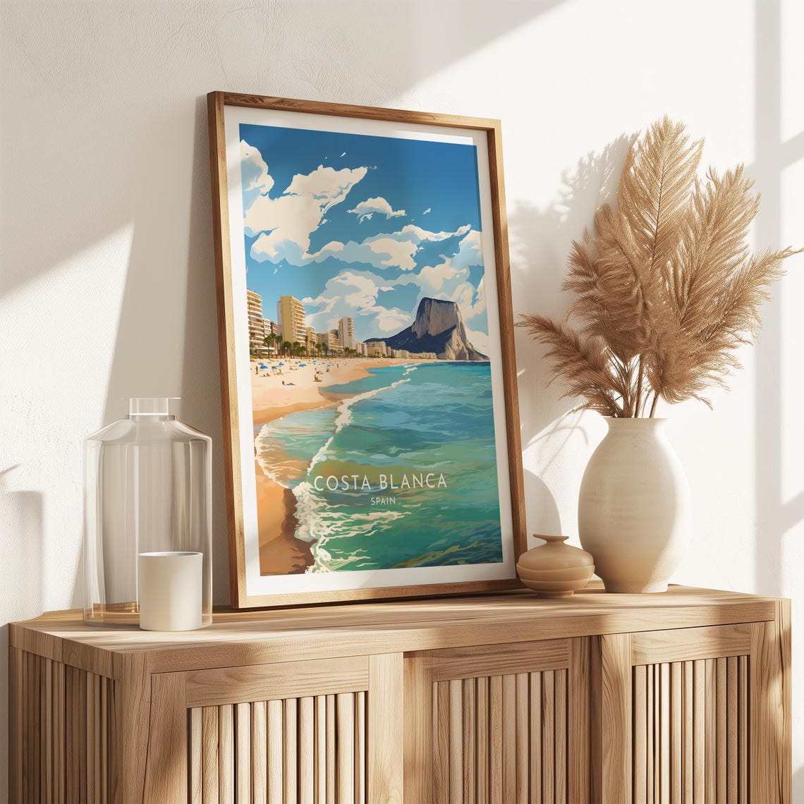 Costa Blanca Spain Mediterranean Beach Rock Headland Waves Poster - Image 2