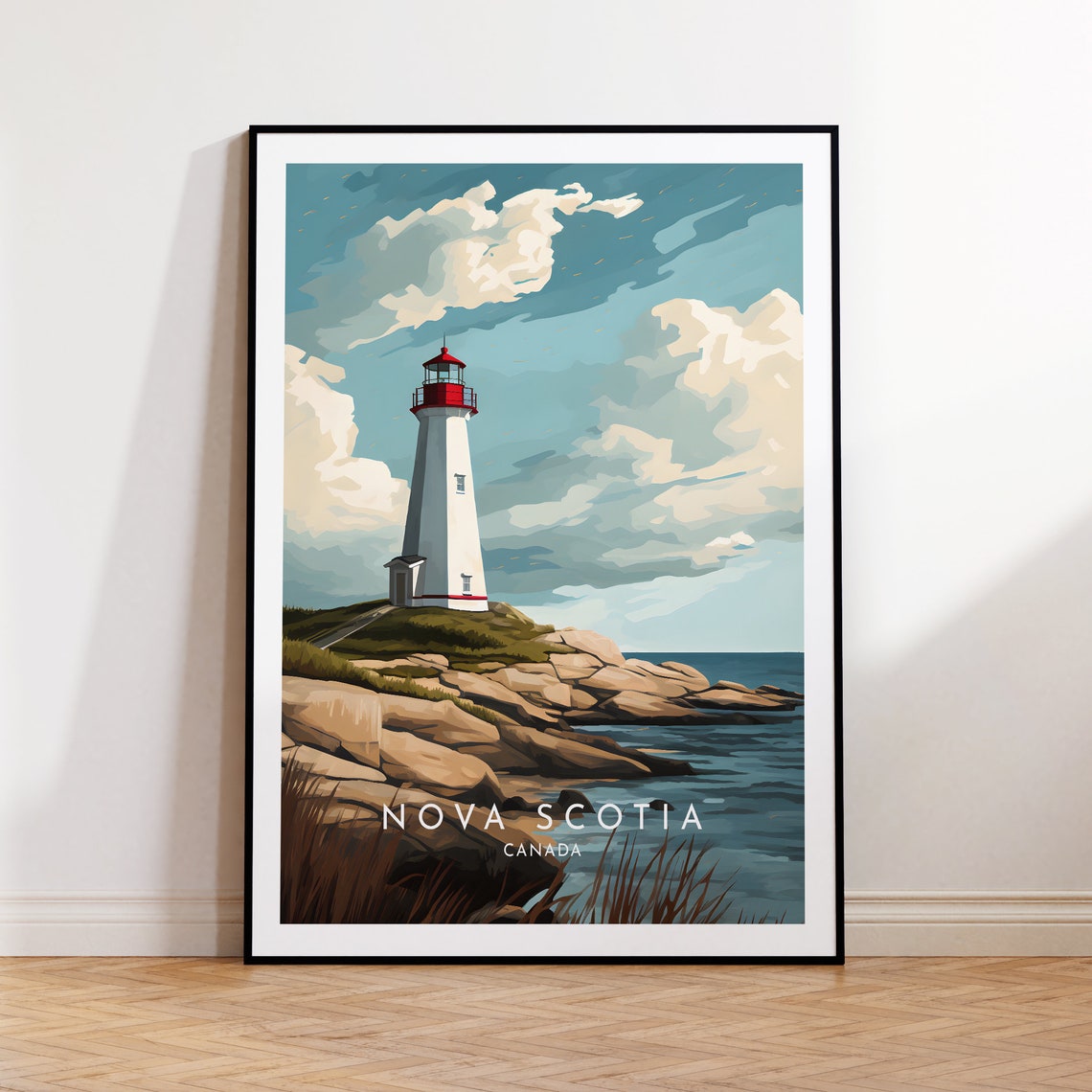 Nova Scotia Canada Lighthouse Rocky Atlantic Coast Scene Poster