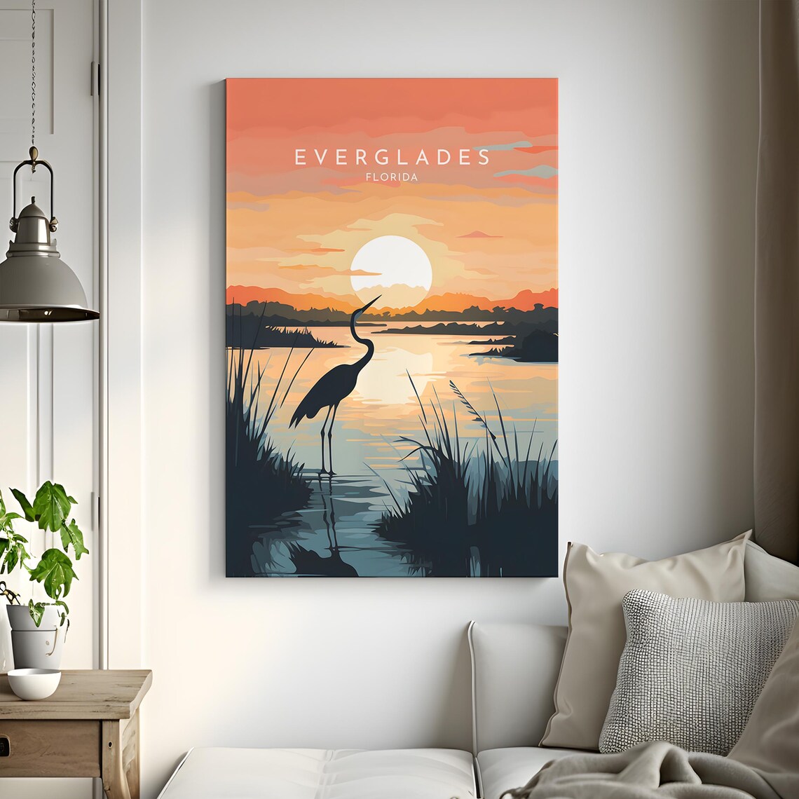 Everglades Florida Sunset Heron Wetland Silhouette Travel Poster - Image 3