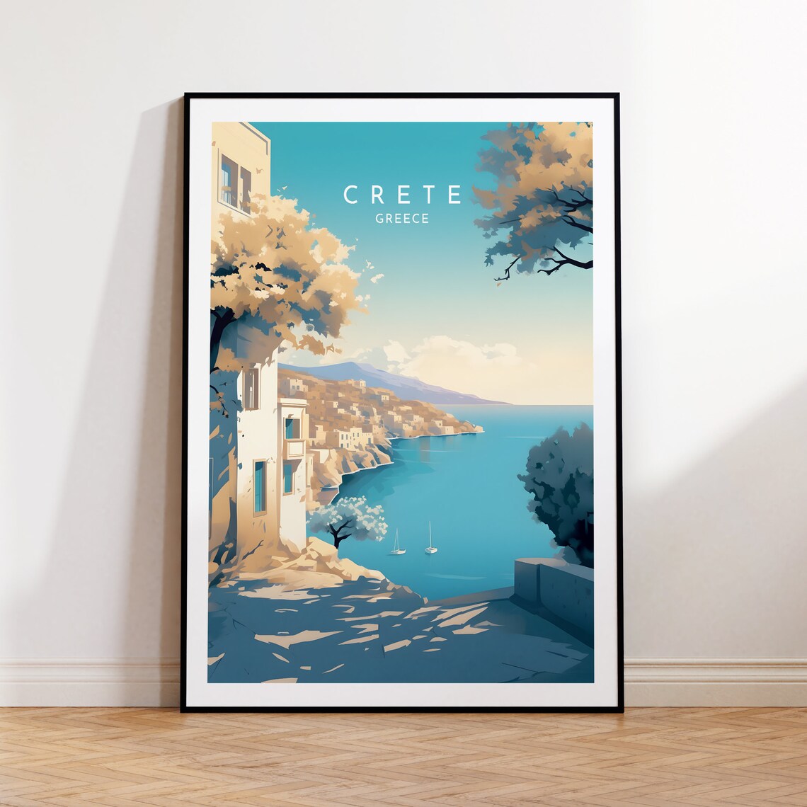 Crete Travel Print, Greece Coastal Destination Poster