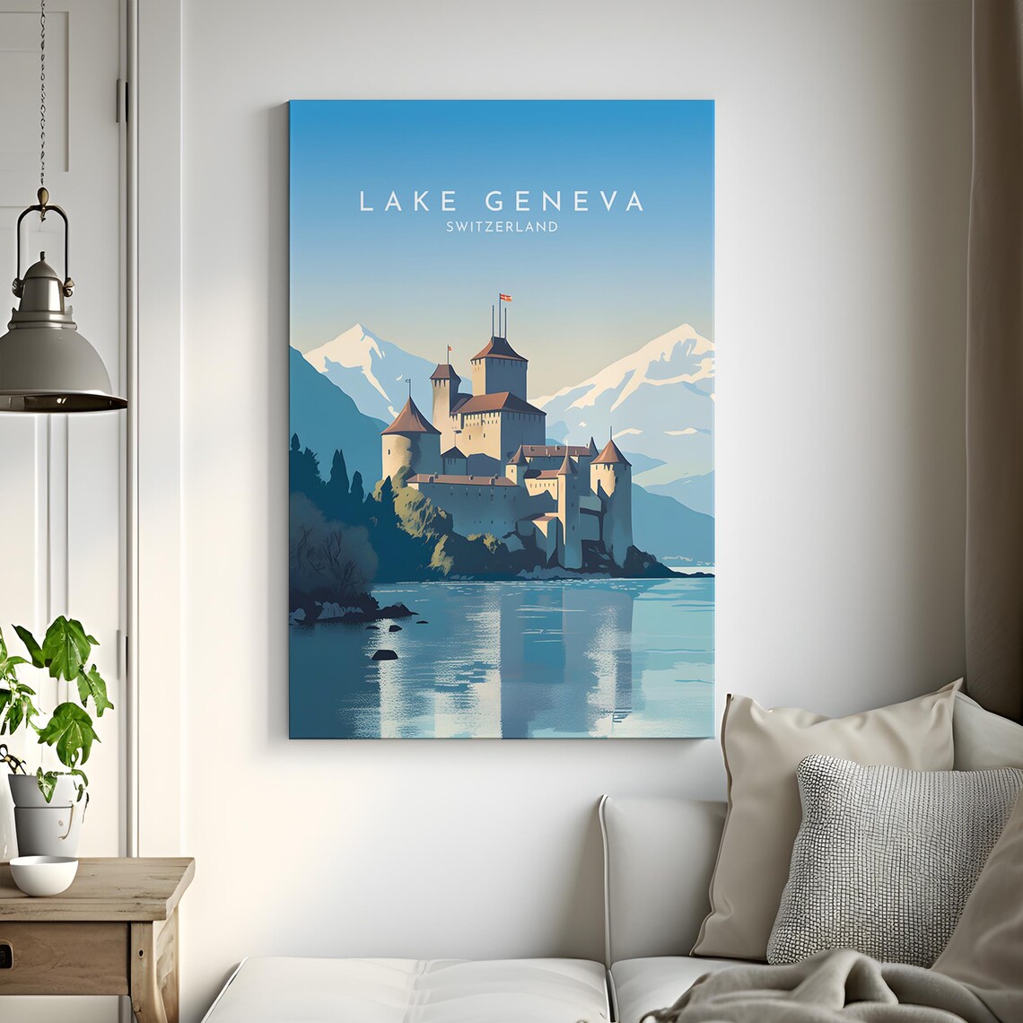 Lake Geneva Travel Poster, Switzerland Home Decor - Image 3
