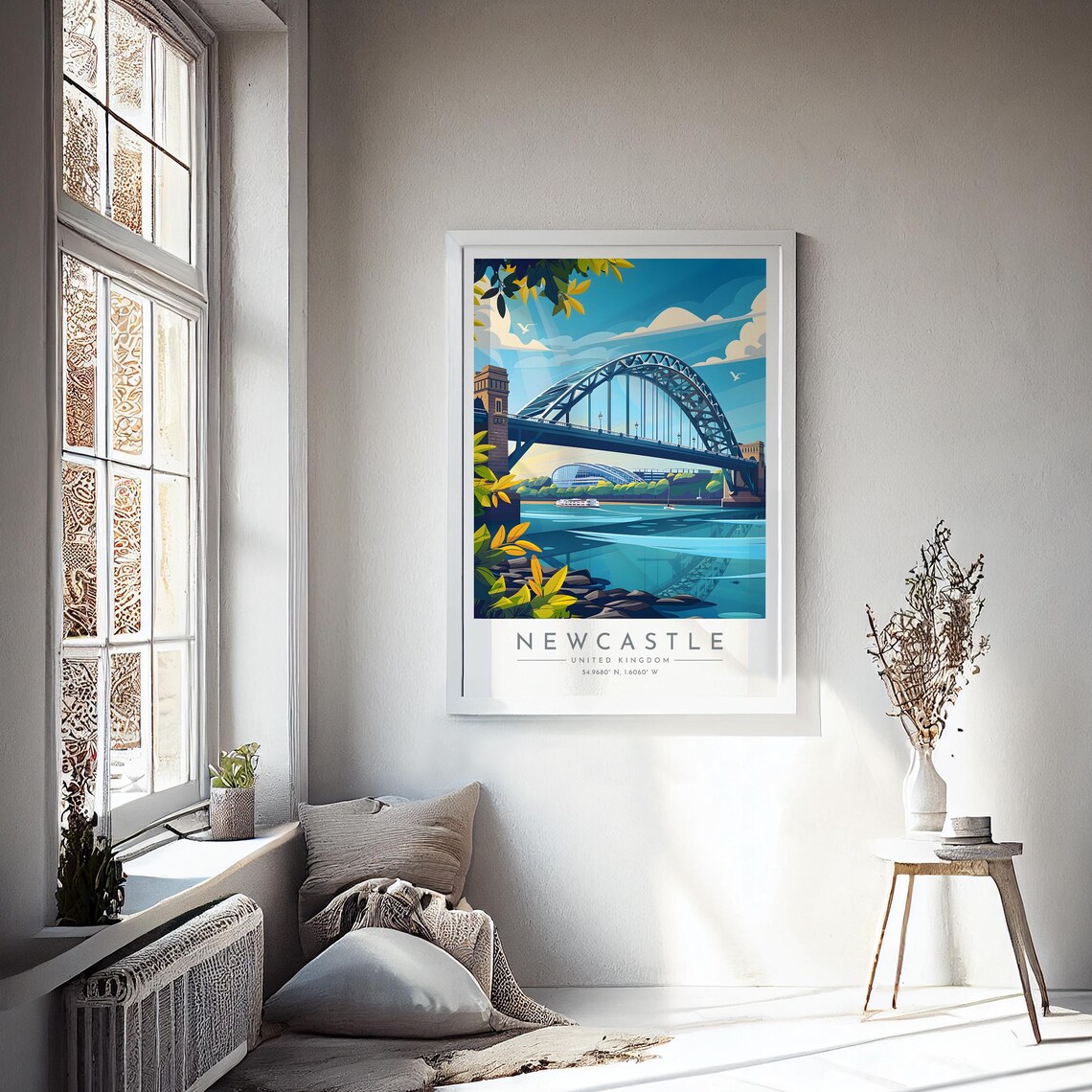 Newcastle Tyne Bridge Sunset Golden Hour England Travel Poster - Image 4