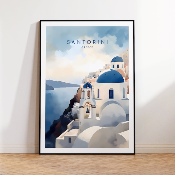 Santorini Travel Print, Greece Home Decor Poster