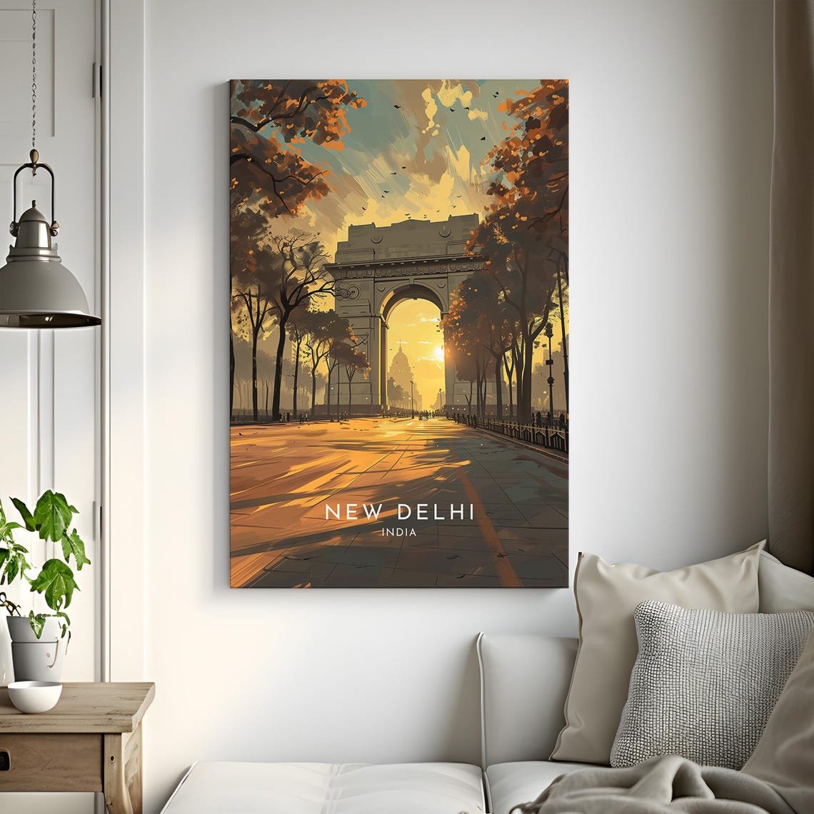 New Delhi India Gate Golden Sunset Birds Romantic Plaza View Poster - Image 3