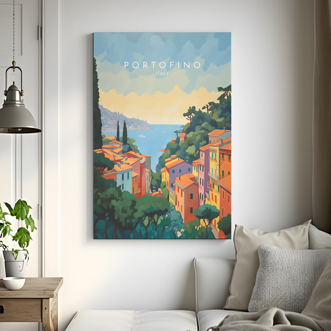 Portofino Italy Colorful Cliffside Village Harbor View Poster - Image 3