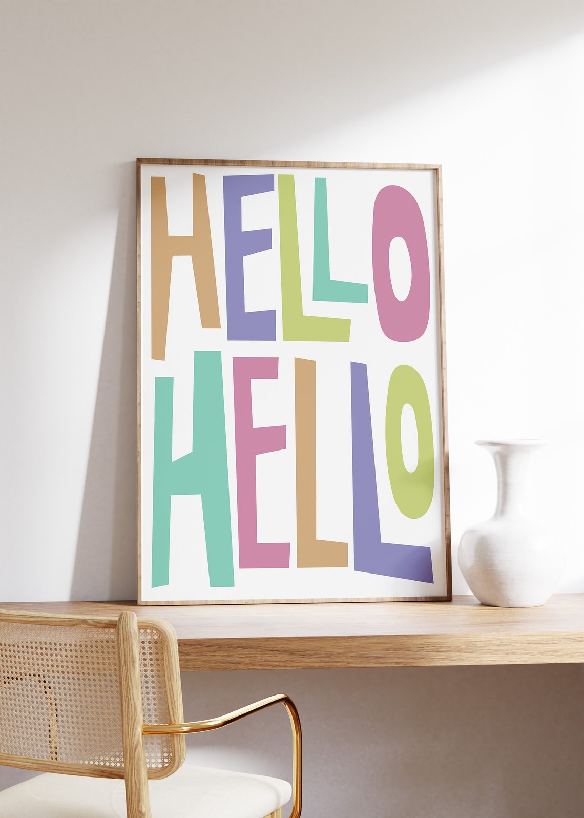Hello Hello Fun Colorful Chunky Letters Happy Typography Poster - Image 2