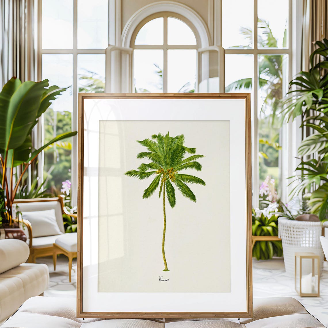Coconut Palm Tree Vintage Botanical Tropical Illustration Wall Poster - Image 3