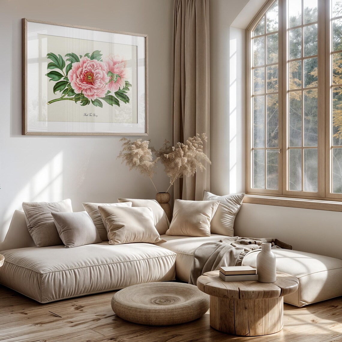 Pink Tree Peony Botanical Flower Poster Print - Image 3