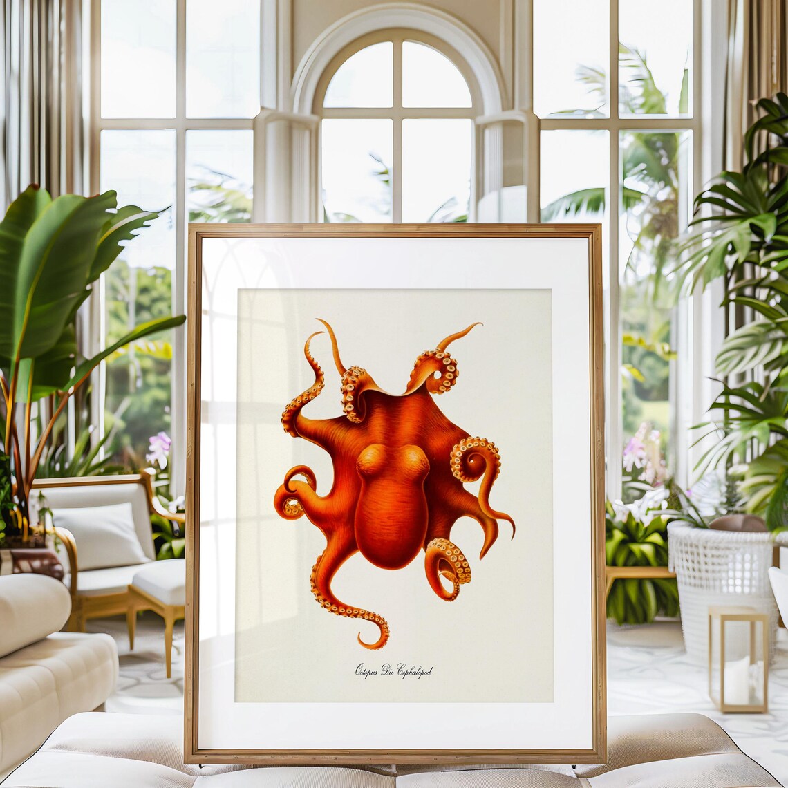 Octopus Art Print, Sea Life Ocean Restaurant Decor - Image 3