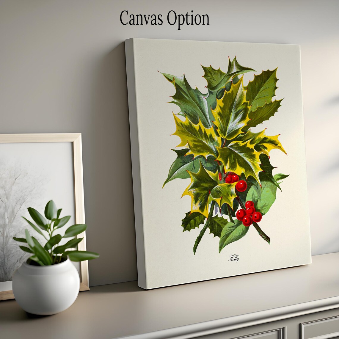 Holly Botanical Christmas Art Print, Red Berry - Image 2
