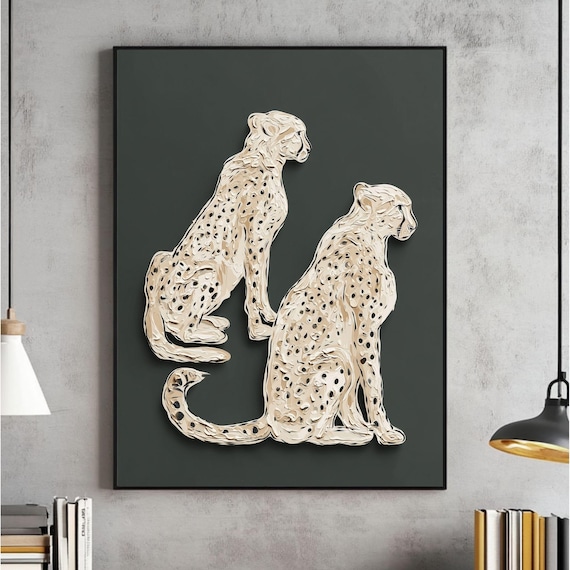 Cheetah Wall Art Leopard Print Preppy Poster Retro Apartment Decor Maximalist