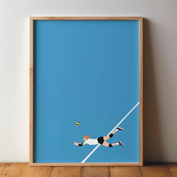 Volleyball Player Art Print, Minimal Modern Pop Art