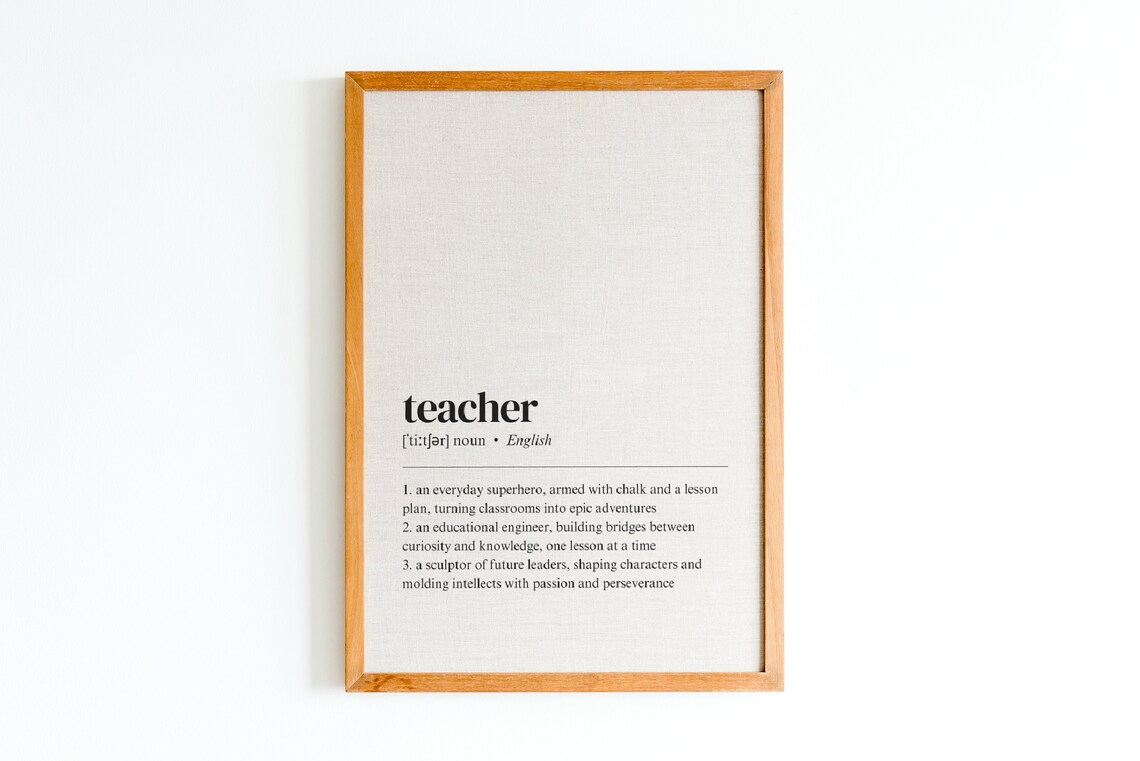 Teacher Definition Wall Art Poster Print Decor Minimalist Bedroom