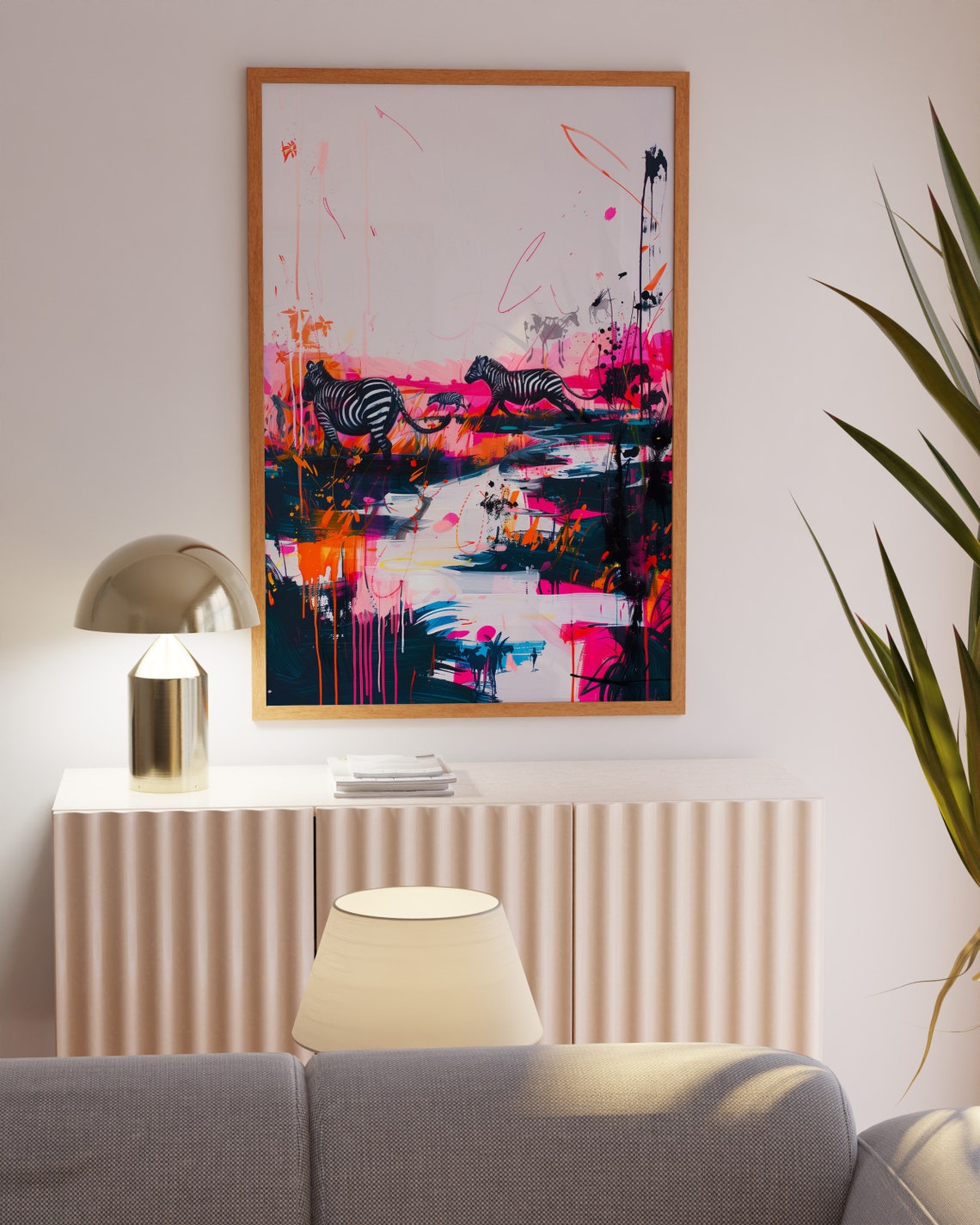 Abstract Zebras Roaming a Colorful Splatter Landscape Art Poster - Image 4