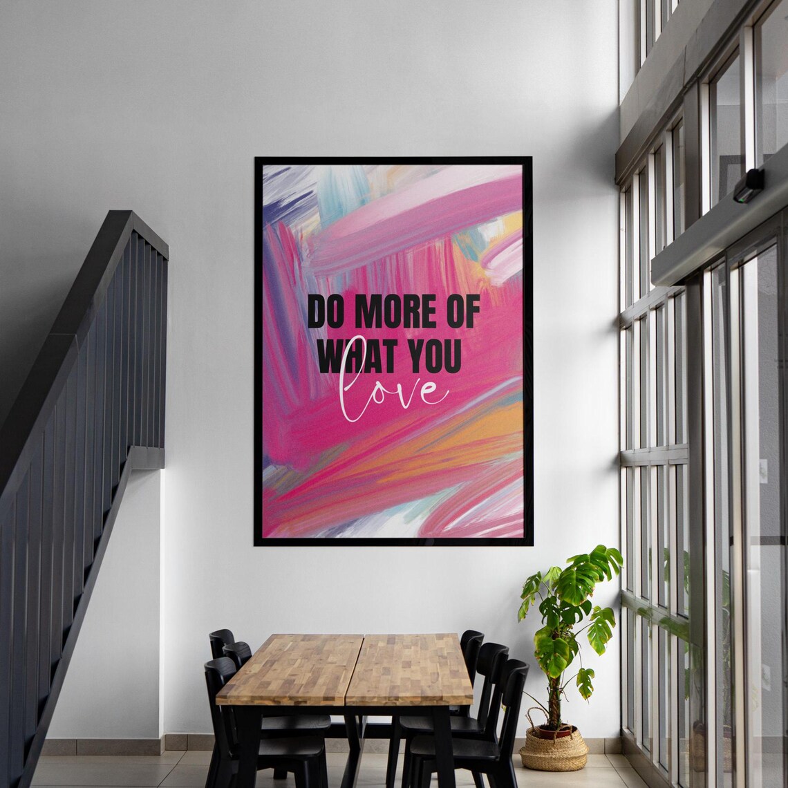 Do More Of What You Love Pink Brushstroke Quote Poster Modern Minimal - Image 2