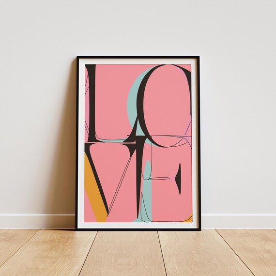 Love Word Art Artistic Typography Modern Love Expression Graphic Design Print Unique Art Print Statement Wall Decor Modern Typography