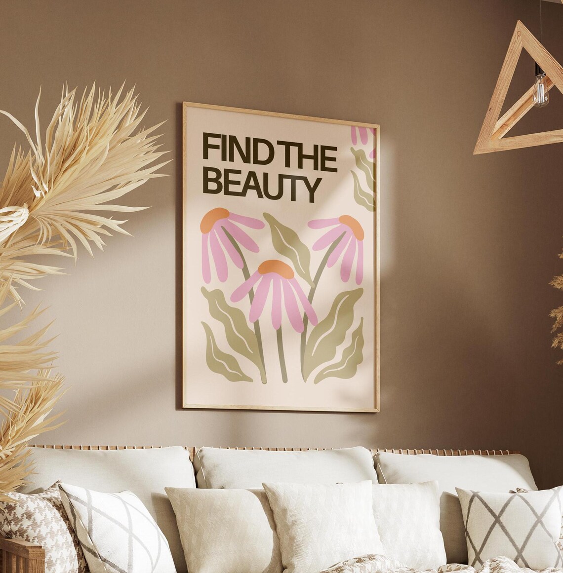 Find The Beauty Botanical Flower Poster Muted Floral Affirmation Decor - Image 3