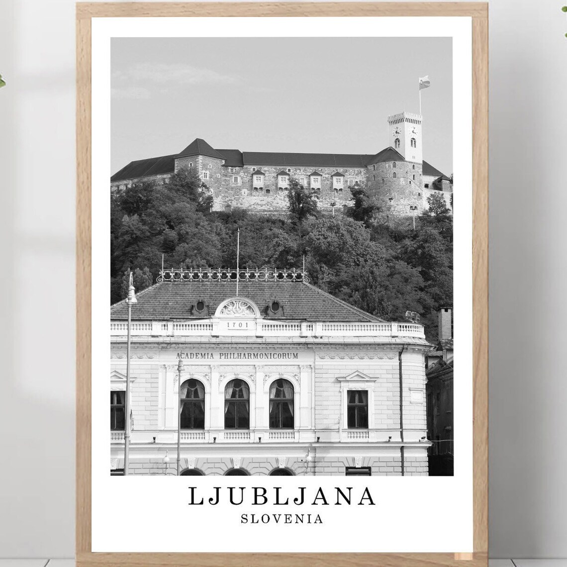 Ljubljana Castle Above Old Town Square Slovenia Travel Poster