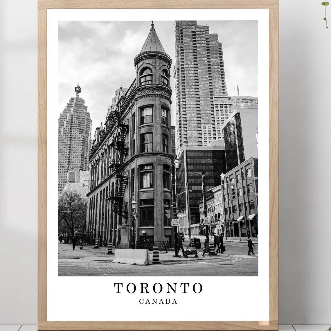 Toronto Canada Historic Flatiron Building Black And White Photo Poster