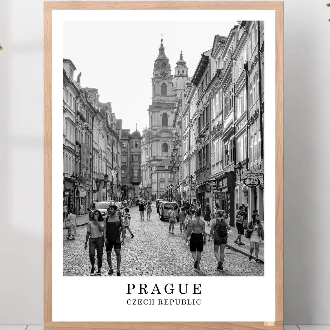 Prague Czech Republic Old Town Street Black And White Photo Poster