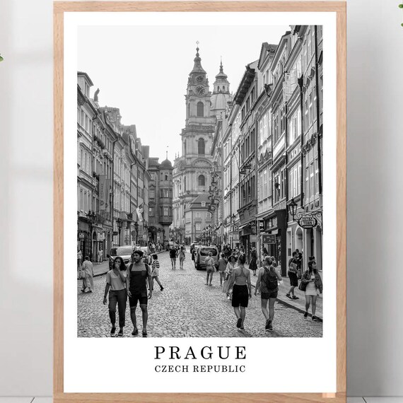 Prague Czech Republic Old Town Street Black And White Photo Poster