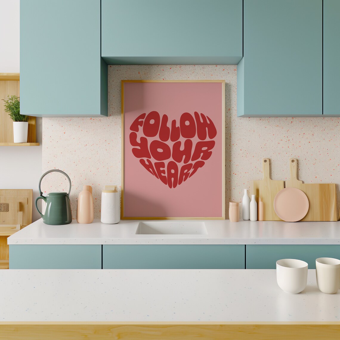 Follow Your Heart Retro Art Print, Trendy Poster - Image 3