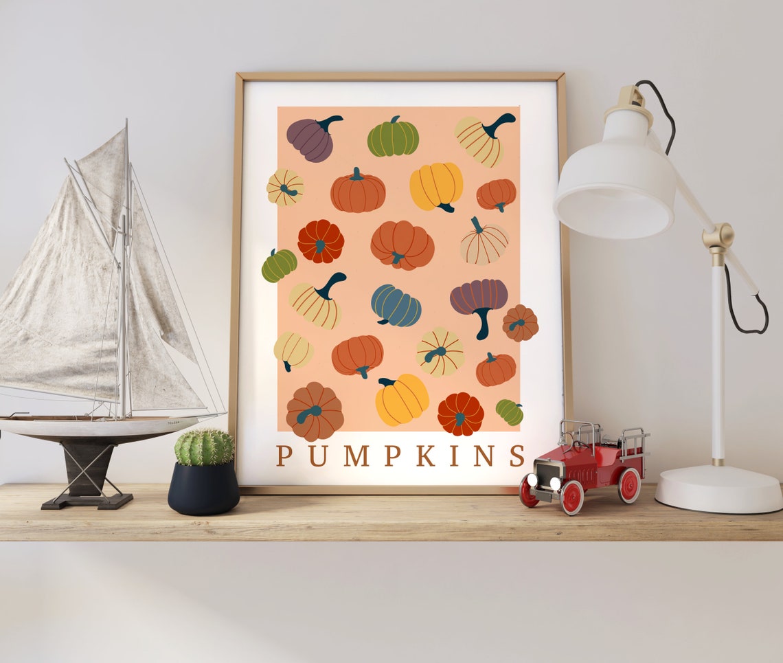 Vintage Fall Pumpkins Illustration Modern Autumn Harvest Poster - Image 4