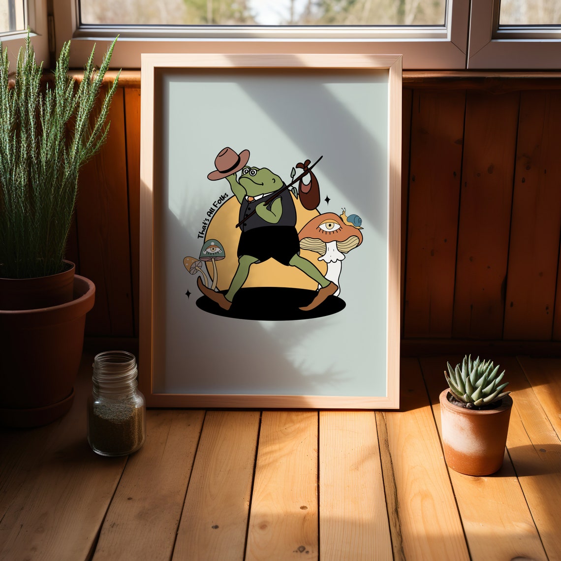 Thats All Folks Frog Mushroom Whimsical Storybook Wall Poster - Image 3
