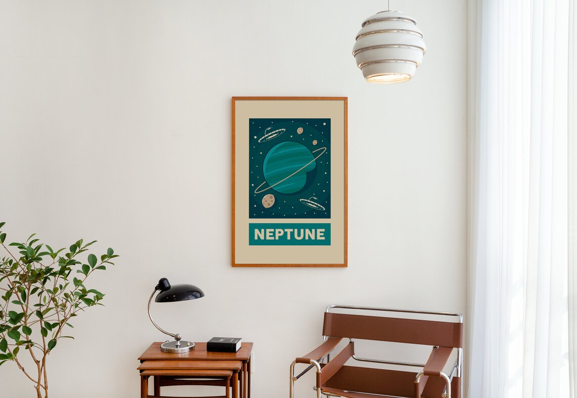 Retro Neptune Print, Solar System Poster - Image 2