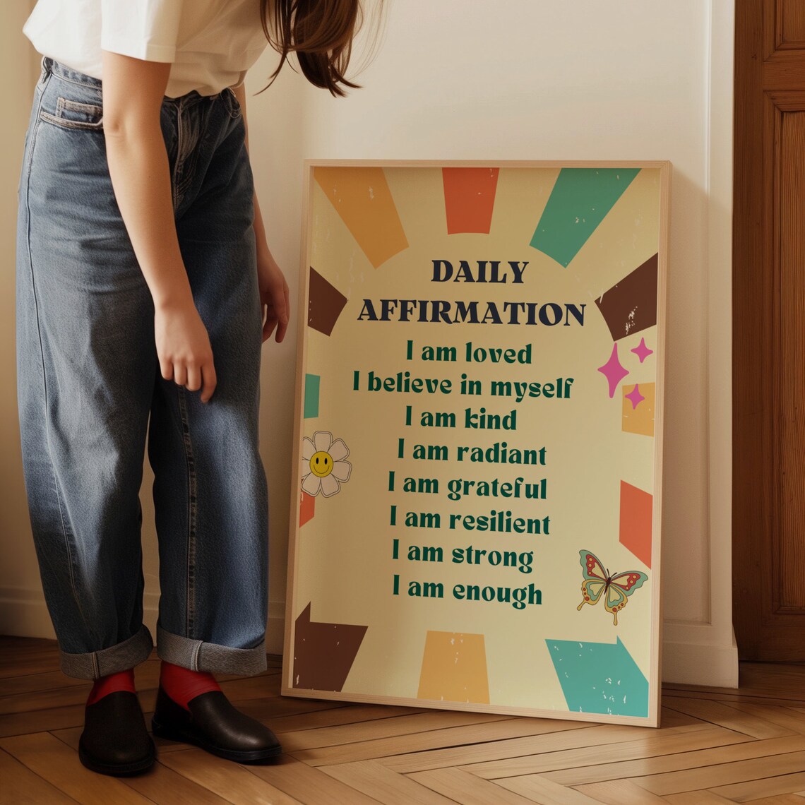 Retro Daily Affirmation Poster, Dorm Room Decor - Image 3