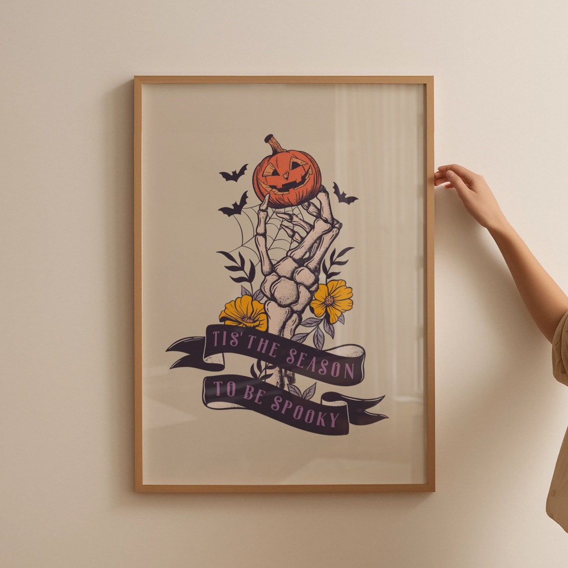 Tis The Season To Be Spooky Skeleton Pumpkin Halloween Poster - Image 4