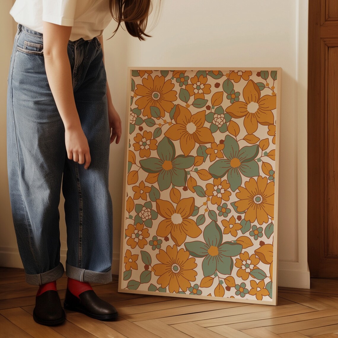 Retro Flower Floral Poster, Aesthetic Wall Decor - Image 3
