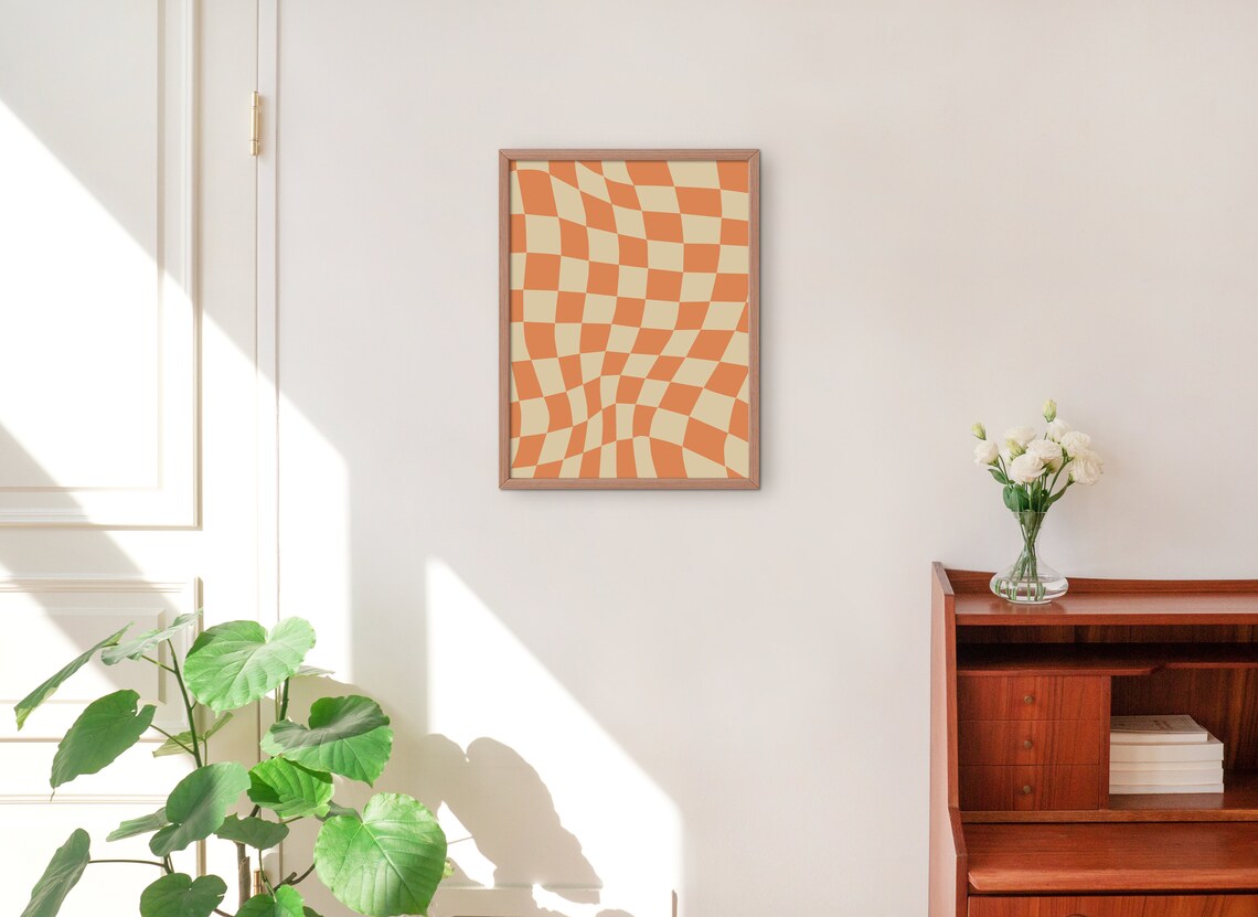 Retro Groovy Checkered Psychedelic Poster Print - Image 4