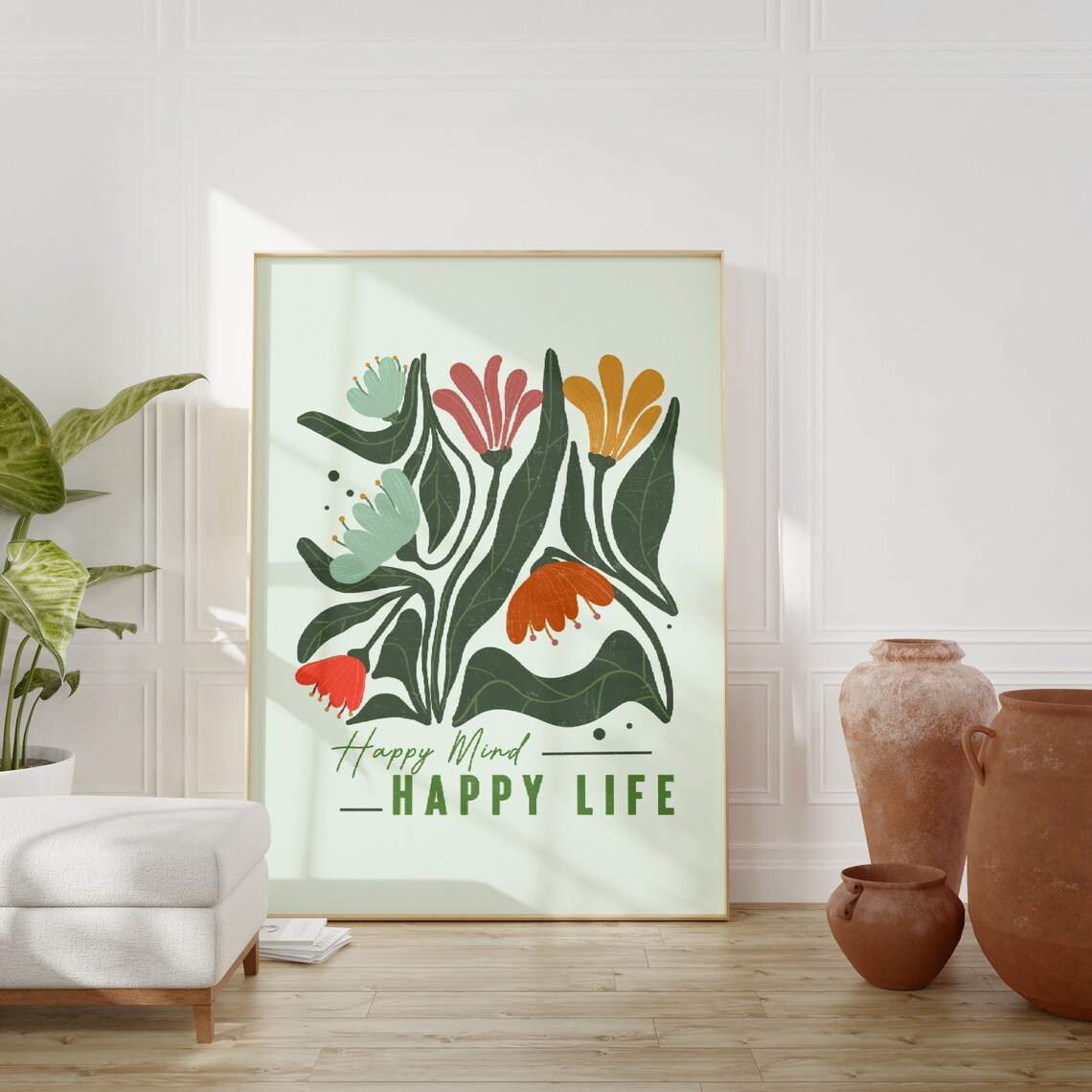 Boho Floral Botanical Art Print, Aesthetic Gallery - Image 3