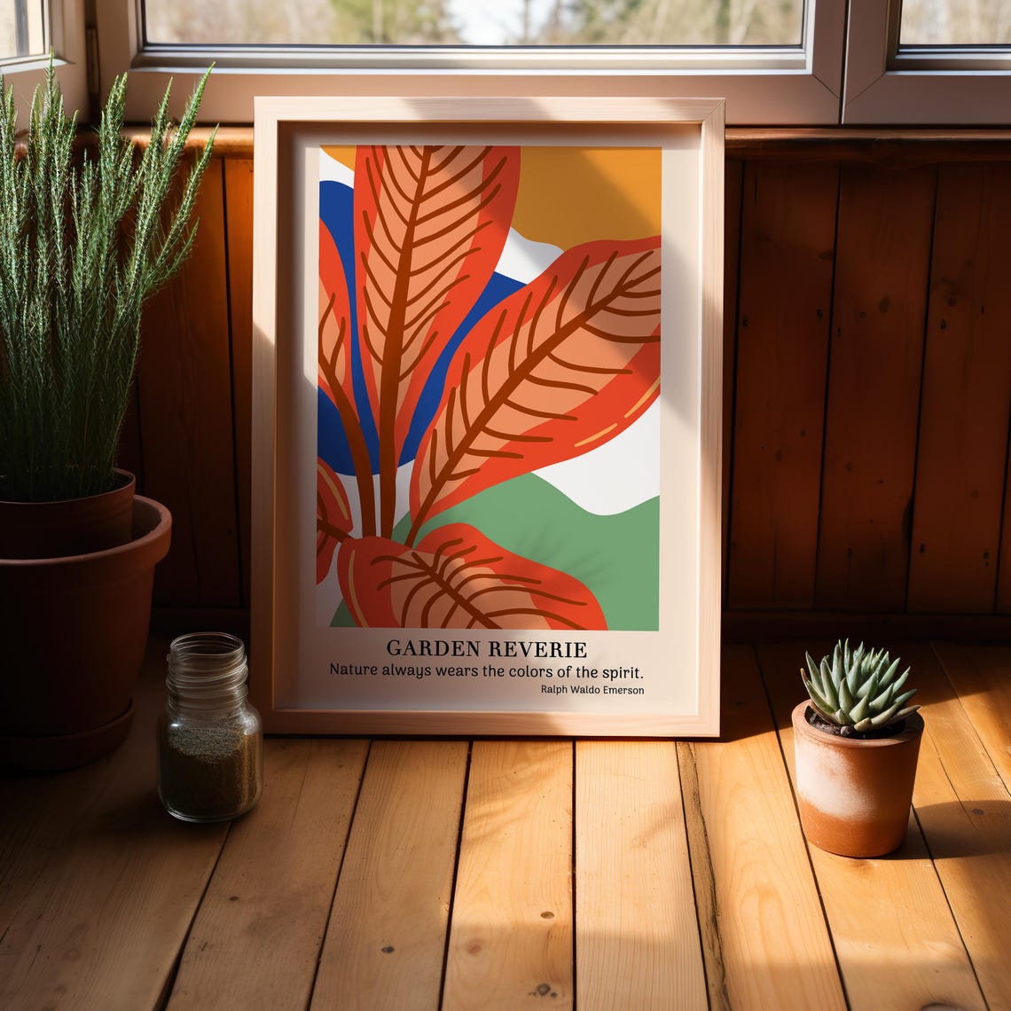 Garden Reverie Ralph Waldo Emerson Nature Quote Leaf Art Poster - Image 4