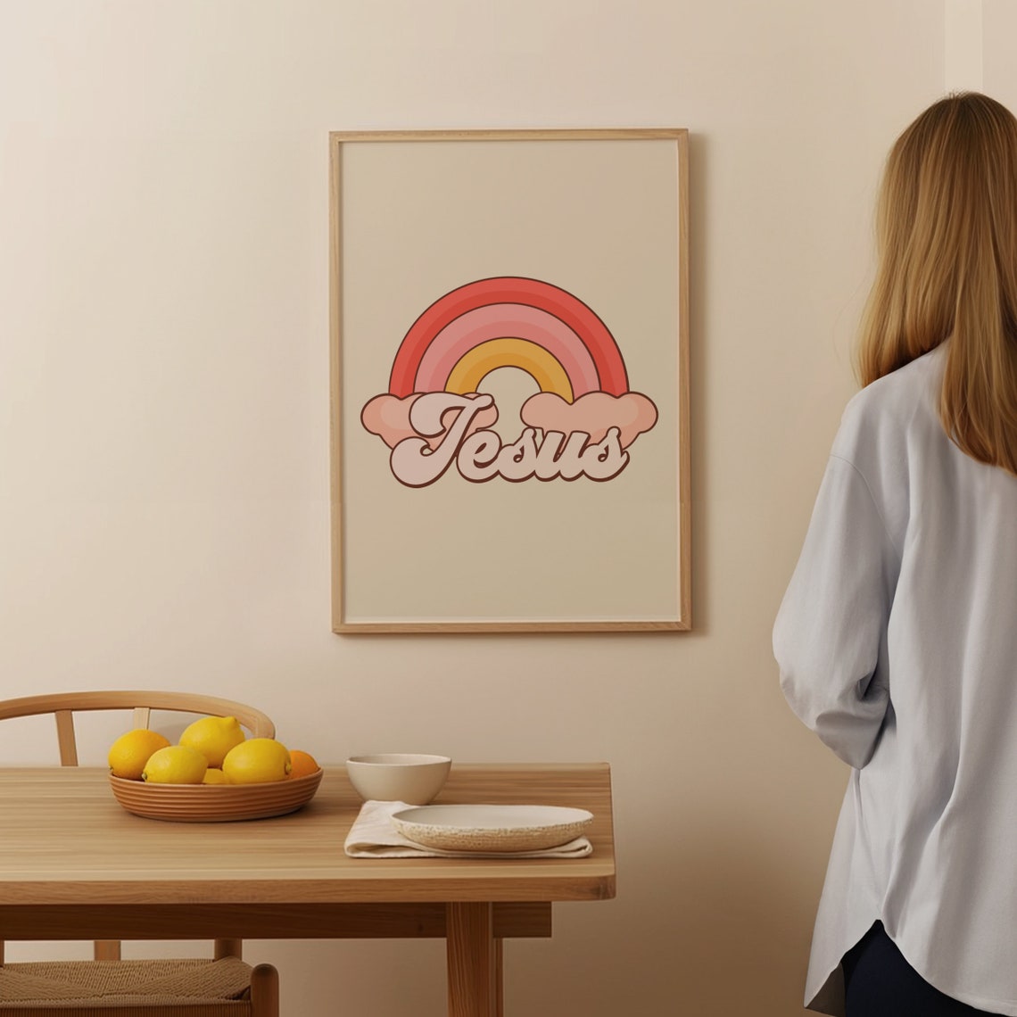 Jesus Retro Rainbow Groovy Script Christian Faith Pastel Poster - Image 4