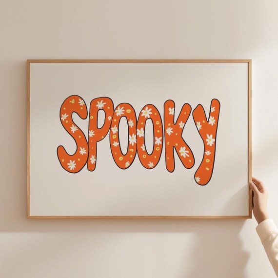 Preppy Halloween Decor Cute Halloween Printables Colorful Halloween Prints Groovy Halloween Wall Art Spooky