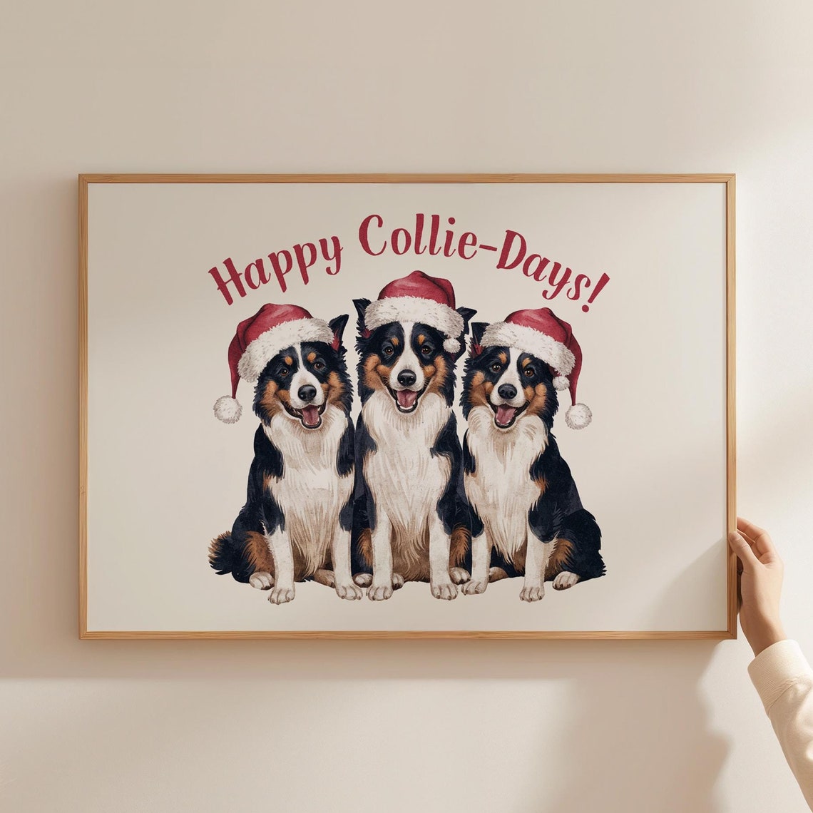 Happy Collie Days Christmas Collie Dog Christmas Dog Print Funny Dog Art Print Funny Christmas Decor Xmas Dog Gifts