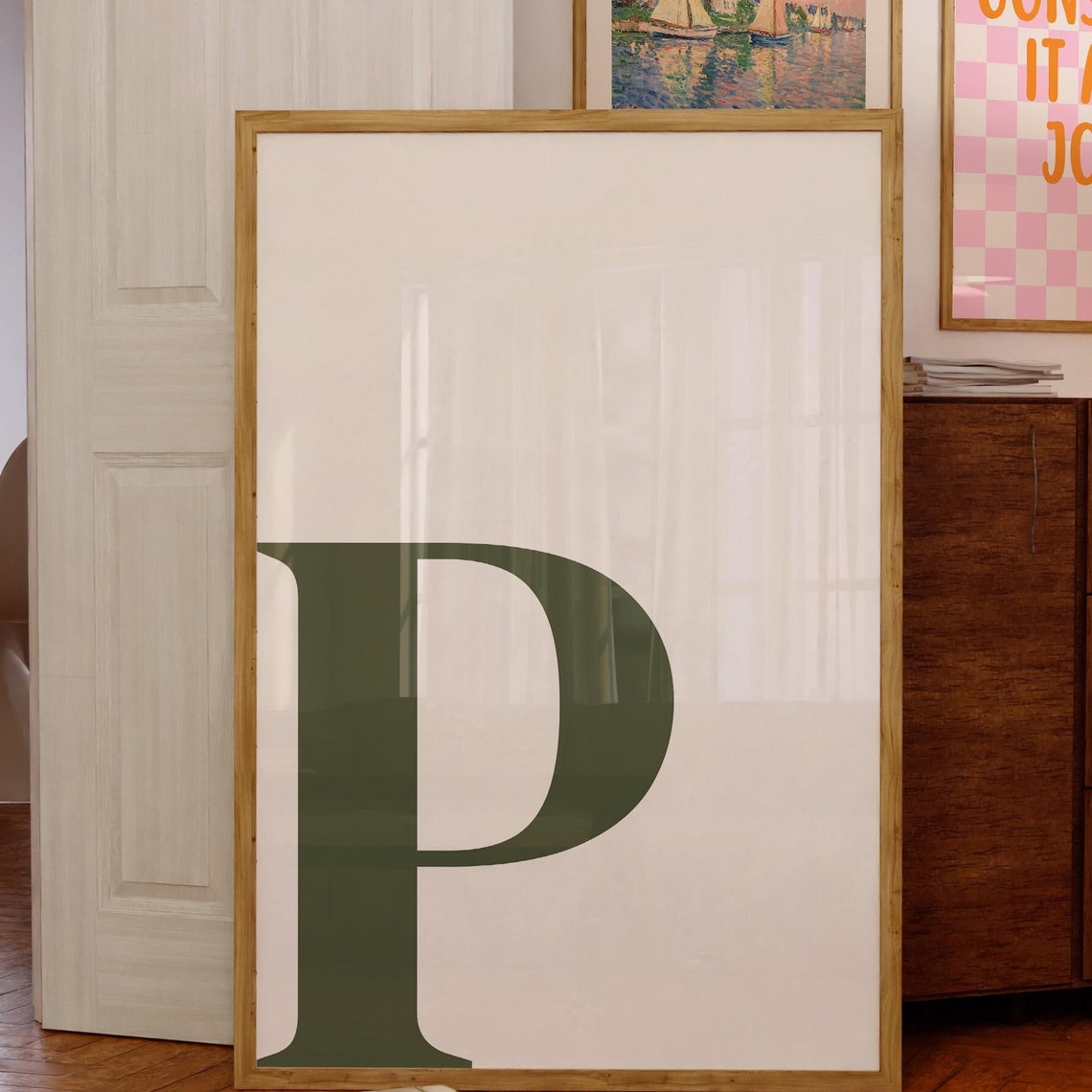 Letter P Poster, Preppy Room Decor