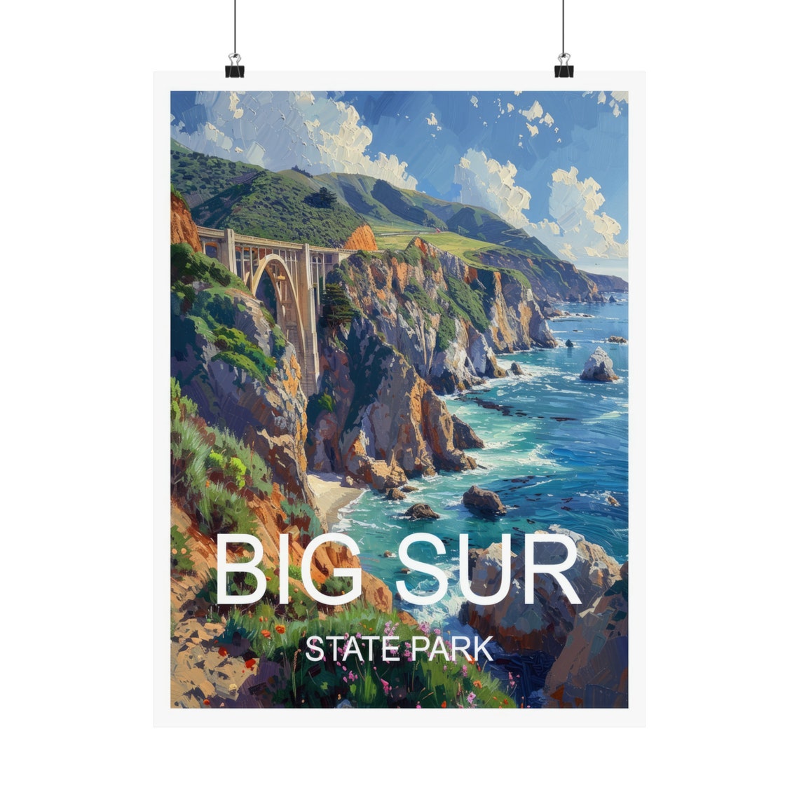 Big Sur State Park Bixby Bridge Coastal Cliffs View Travel Poster - Image 5