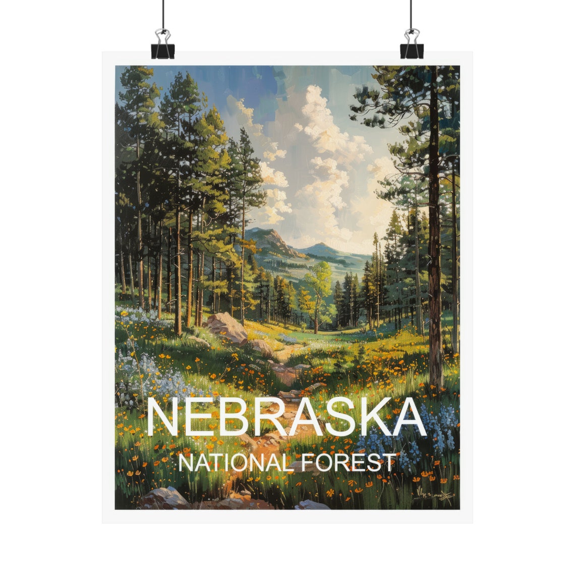 Nebraska National Forest Pine Meadow Wildflower Mountain View Poster - Image 4