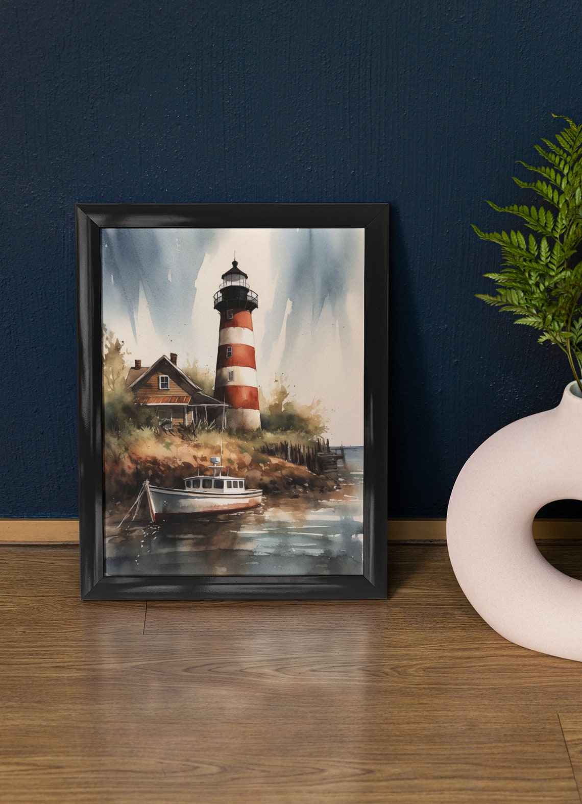 Lighthouse Art Print Lighthouse Painting Lighthouse Wall Art Beach Art Print Beach Wall Art Ocean Dcor Ocean Painting Ocean Theme