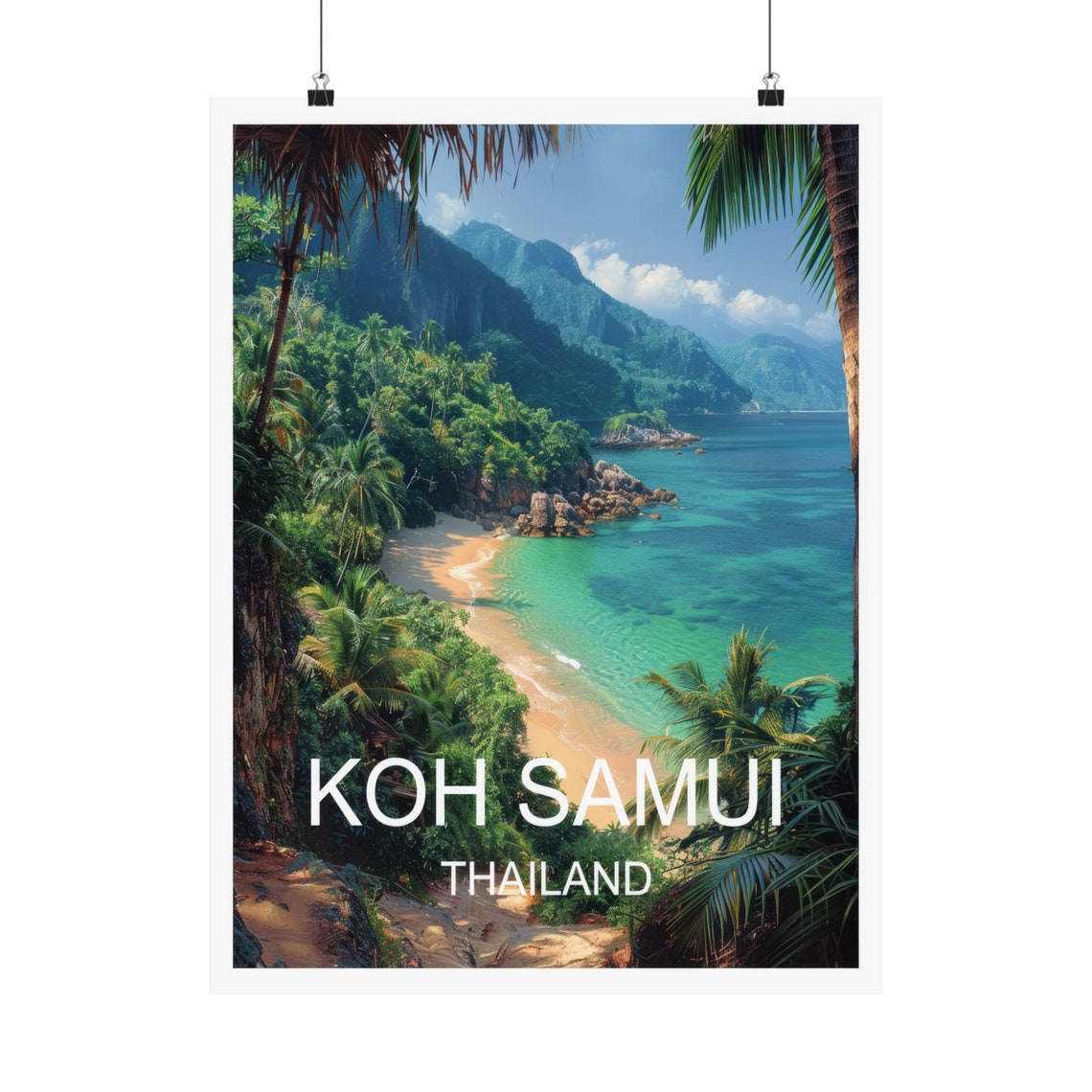 Koh Samui Thailand Tropical Beach Cove Palm Trees Travel Poster - Image 5