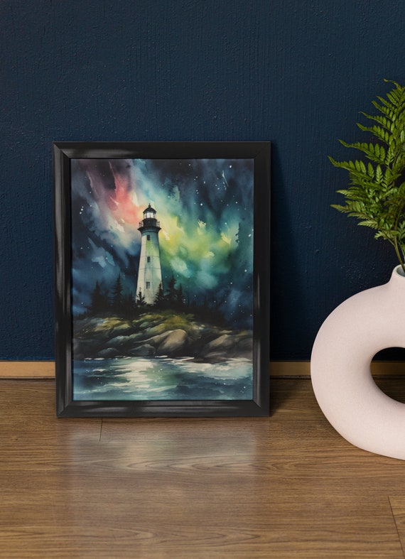 Lighthouse Art Print Lighthouse Painting Lighthouse Wall Art Beach Art Print Beach Wall Art Ocean Dcor Ocean Painting Ocean Theme